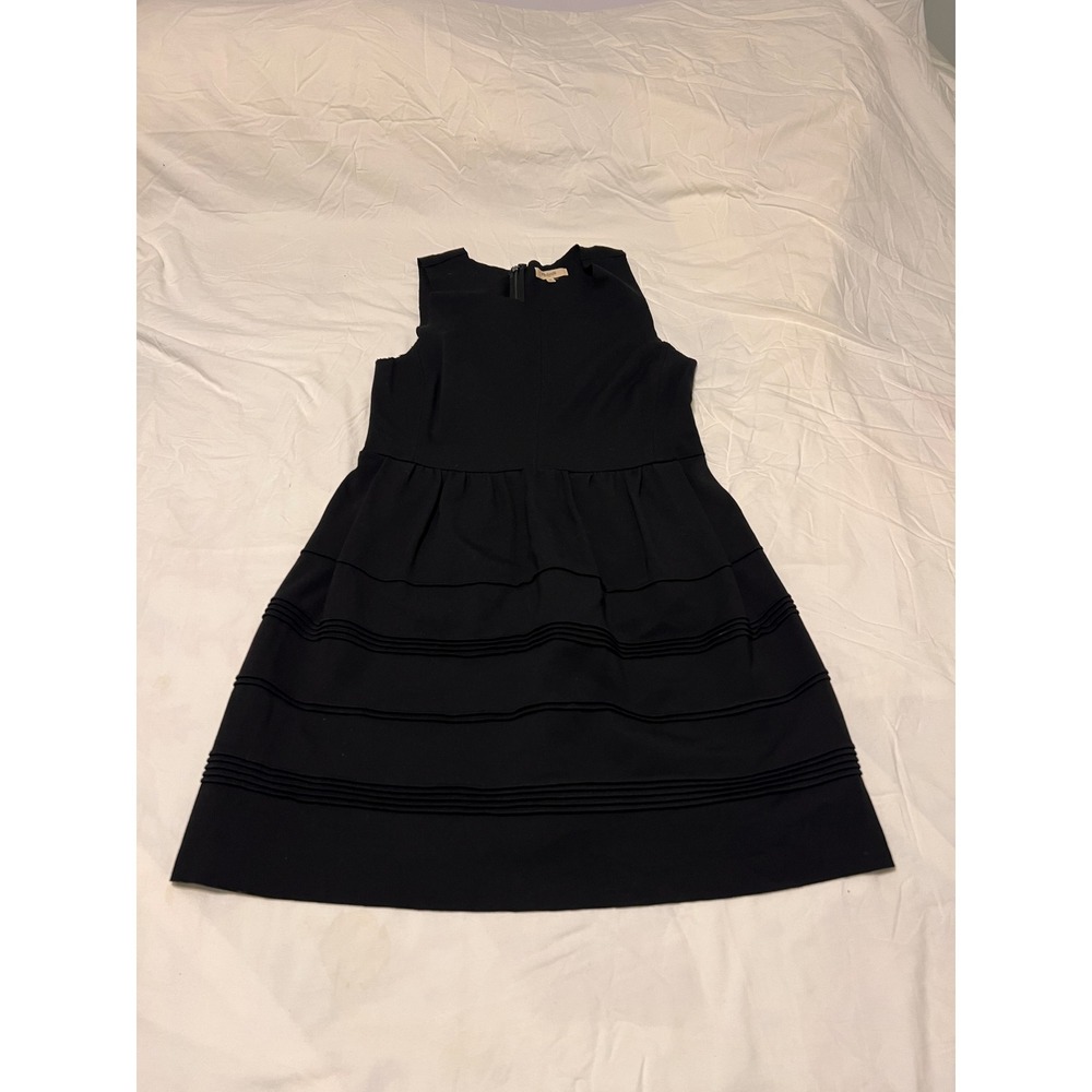 Madewell Black Pintuck Tiered Sleeveless Fit and Flare Ponte Dress 39144 Size M